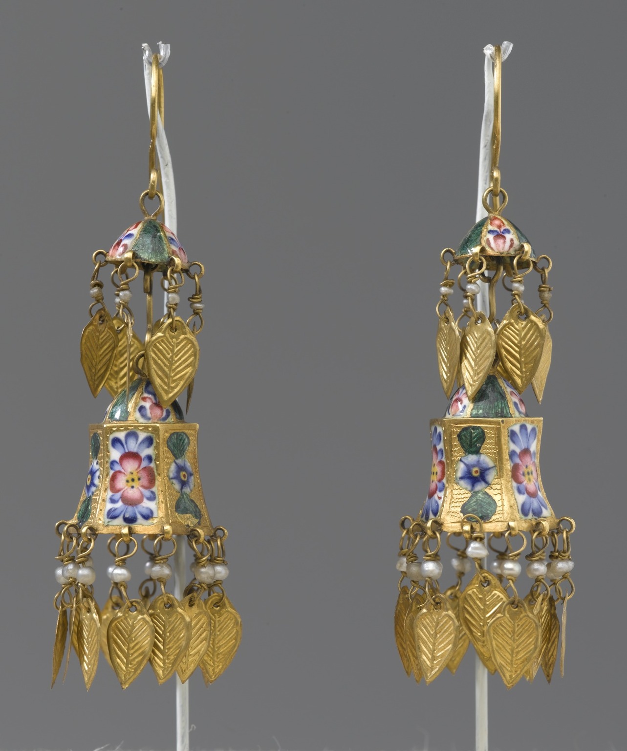 Brooklyn Museum: Two-Tiered Enamel Earrings